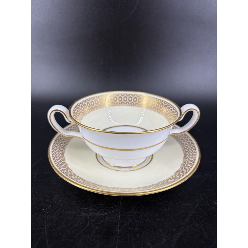 Copeland Spode for Davis Collamore – Double-Handled Cream soup Cup & Saucer Deco